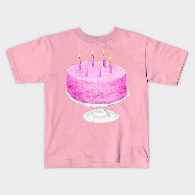 Pink Birthday Cake Kids T-Shirt by pastanaut